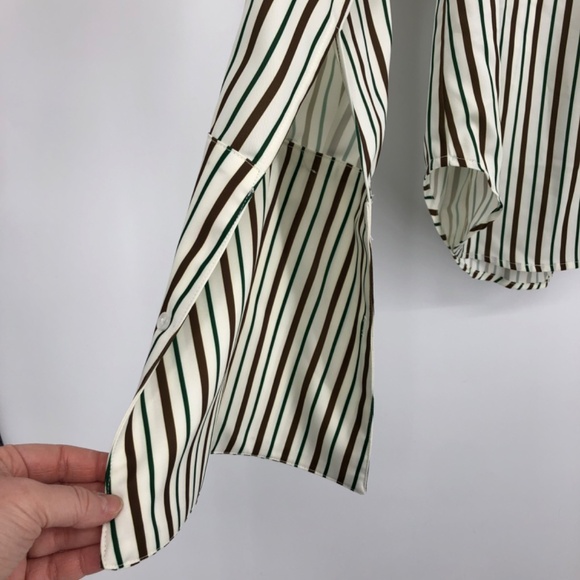 Kittenish Womens Button Front Top Size Small Stripe Oversized Long Flare Sleeve - Picture 5 of 15